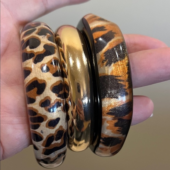 Haute Hippie | Leopard/Gold/Tiger Print Bangle Trio Set - Picture 8 of 14